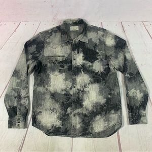 Ralph Lauren Denim & Supply Black Splatter Dye Pearl Snap Button Down XL